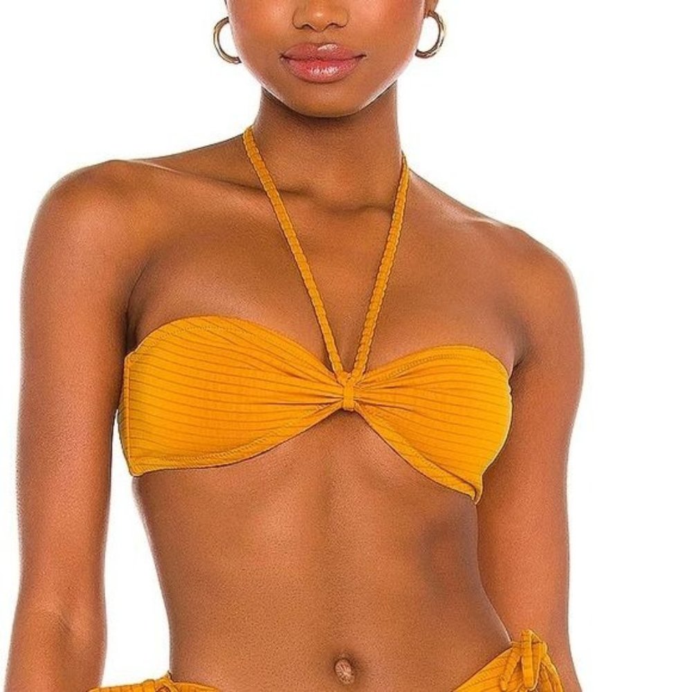 TROPIC OF C Savanna Bikini Bandeau Top In Mustard
